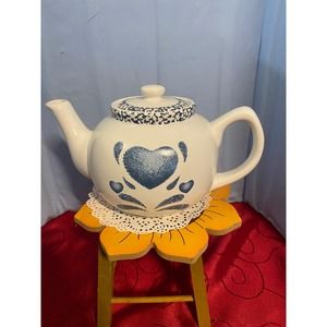 1980' Stone Ware by Jay Blue Heart Tea  Pot